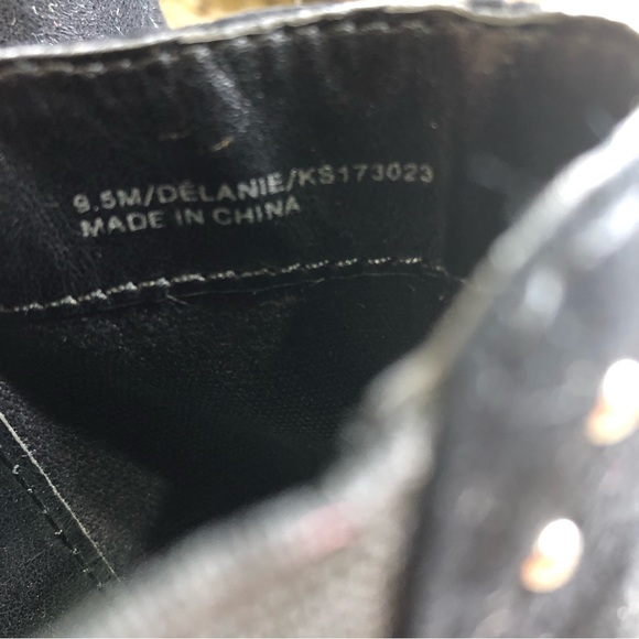 Kensie Suede Leather Silver Studded Almond Toe Black Slip-on Ankle Boots 9.5 - Picture 6 of 10